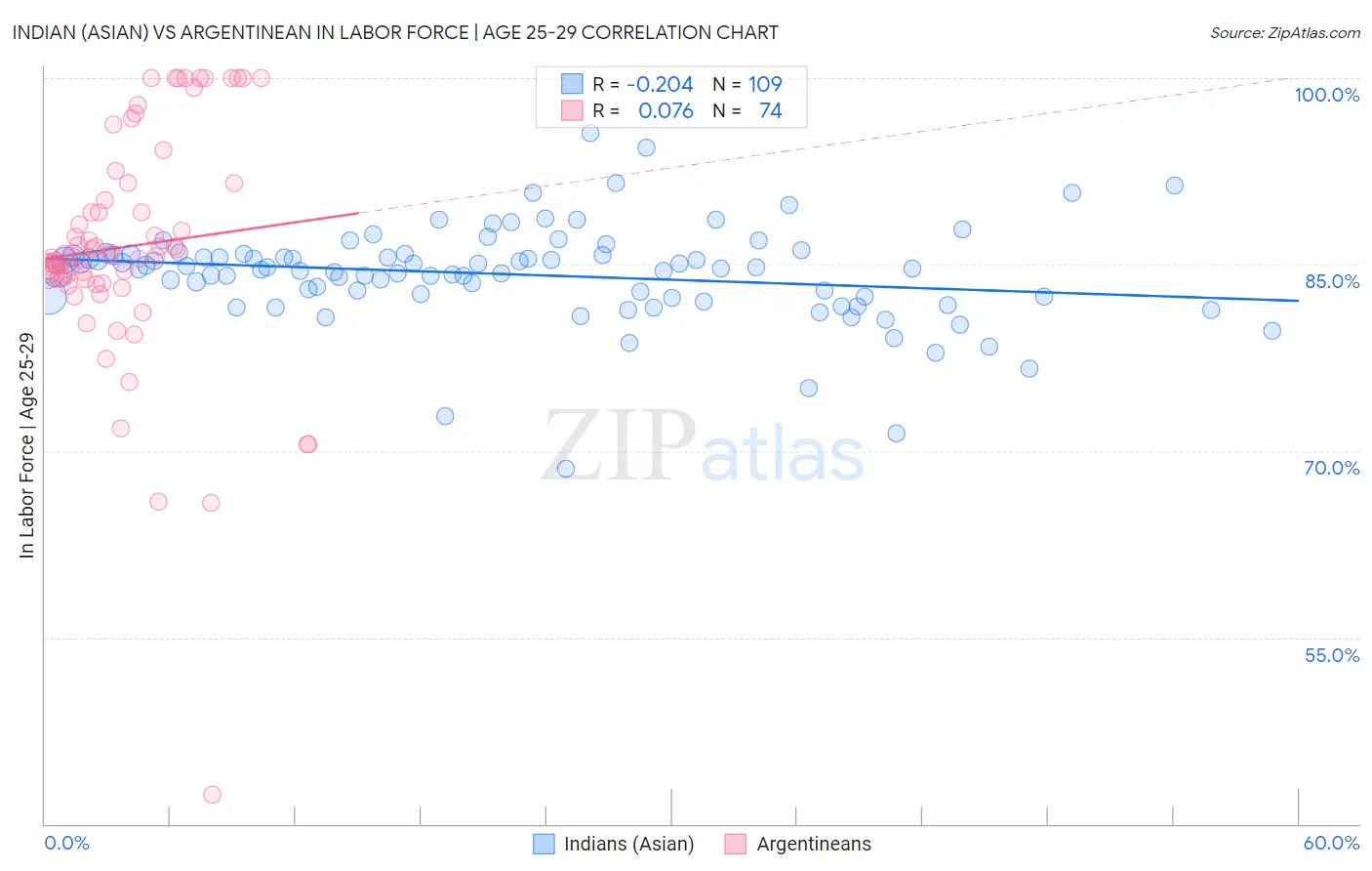 Indian (Asian) vs Argentinean In Labor Force | Age 25-29