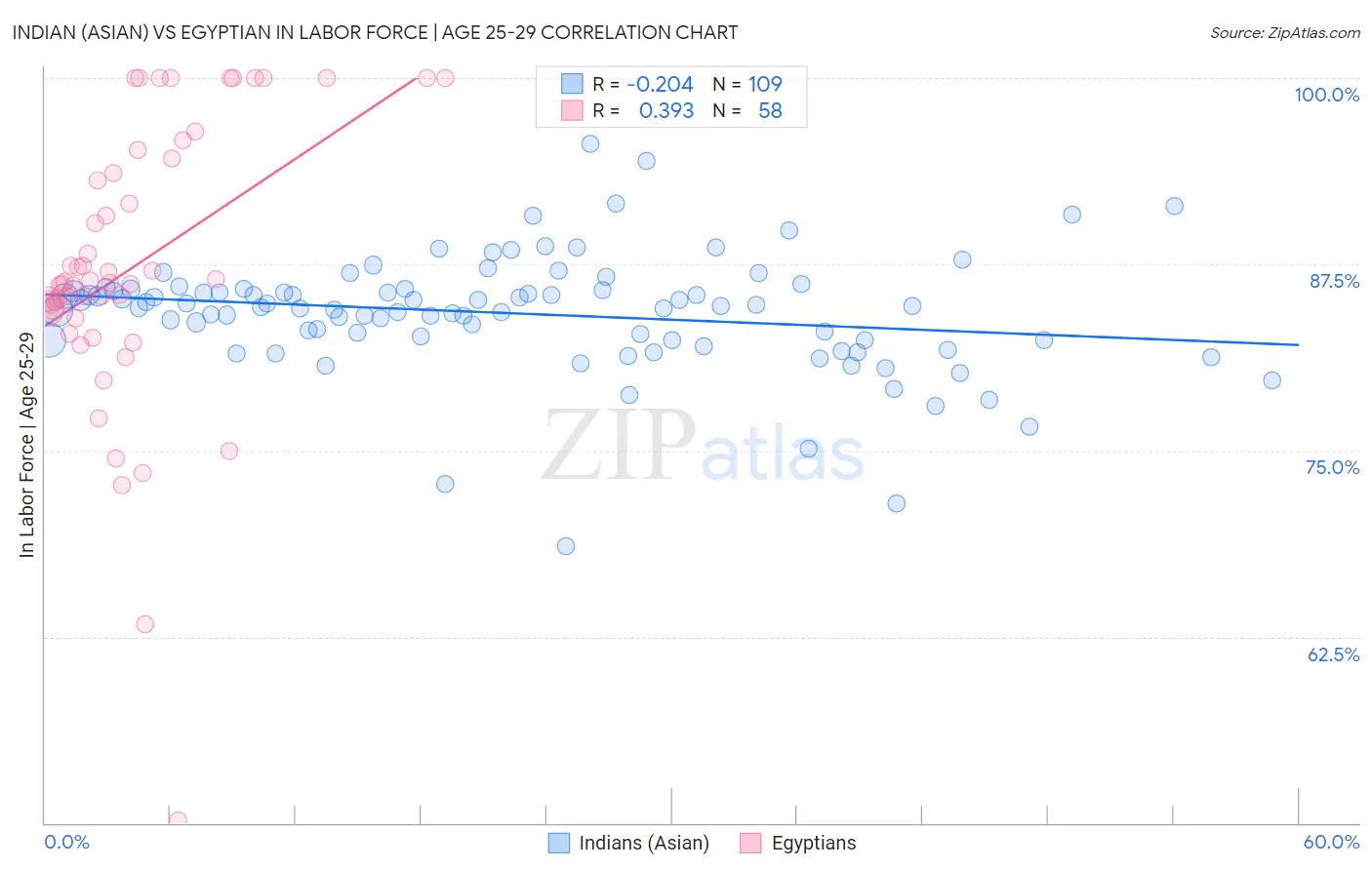 Indian (Asian) vs Egyptian In Labor Force | Age 25-29