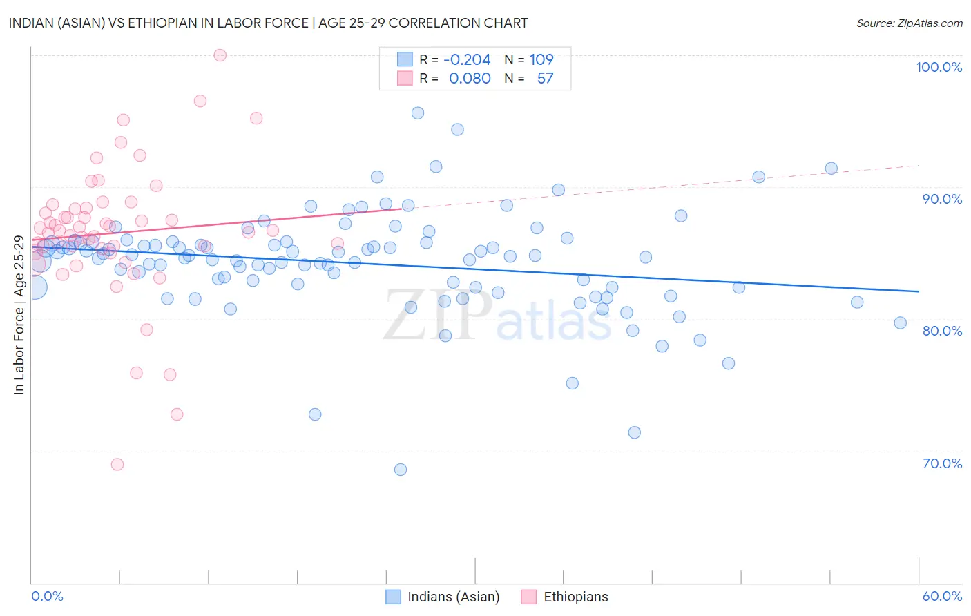 Indian (Asian) vs Ethiopian In Labor Force | Age 25-29