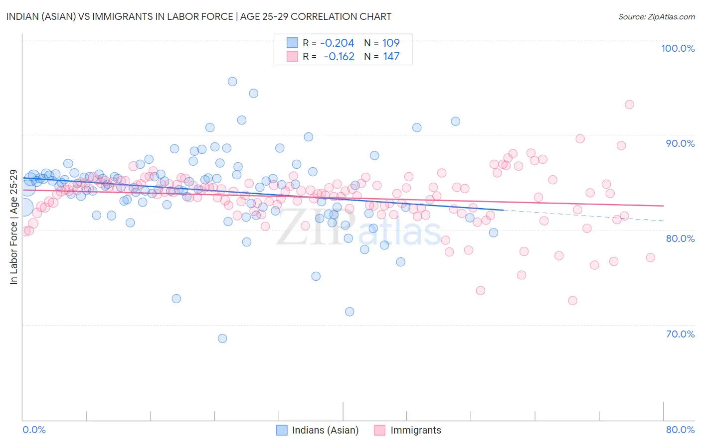 Indian (Asian) vs Immigrants In Labor Force | Age 25-29