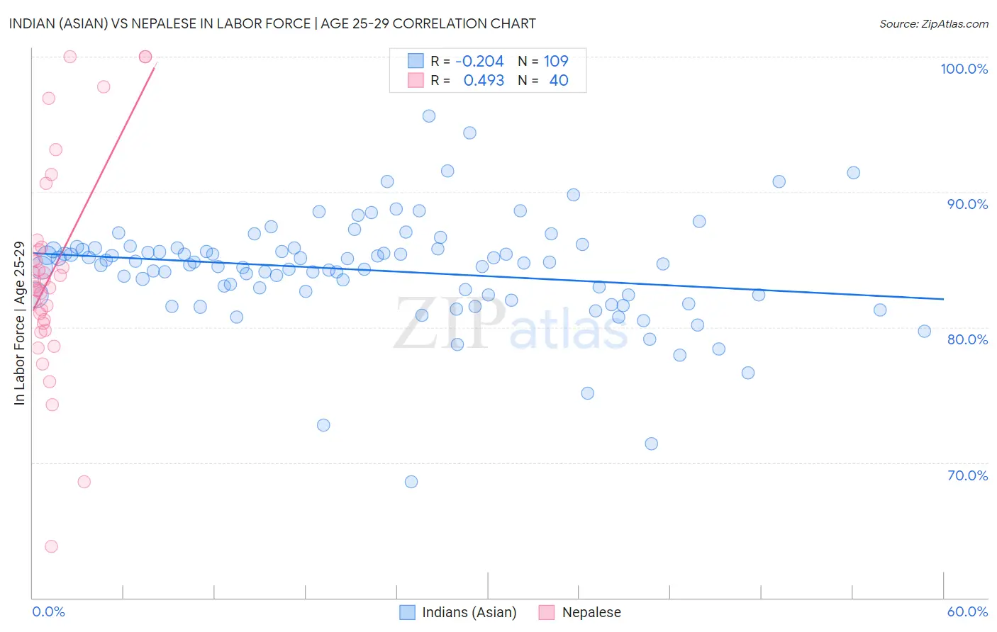 Indian (Asian) vs Nepalese In Labor Force | Age 25-29