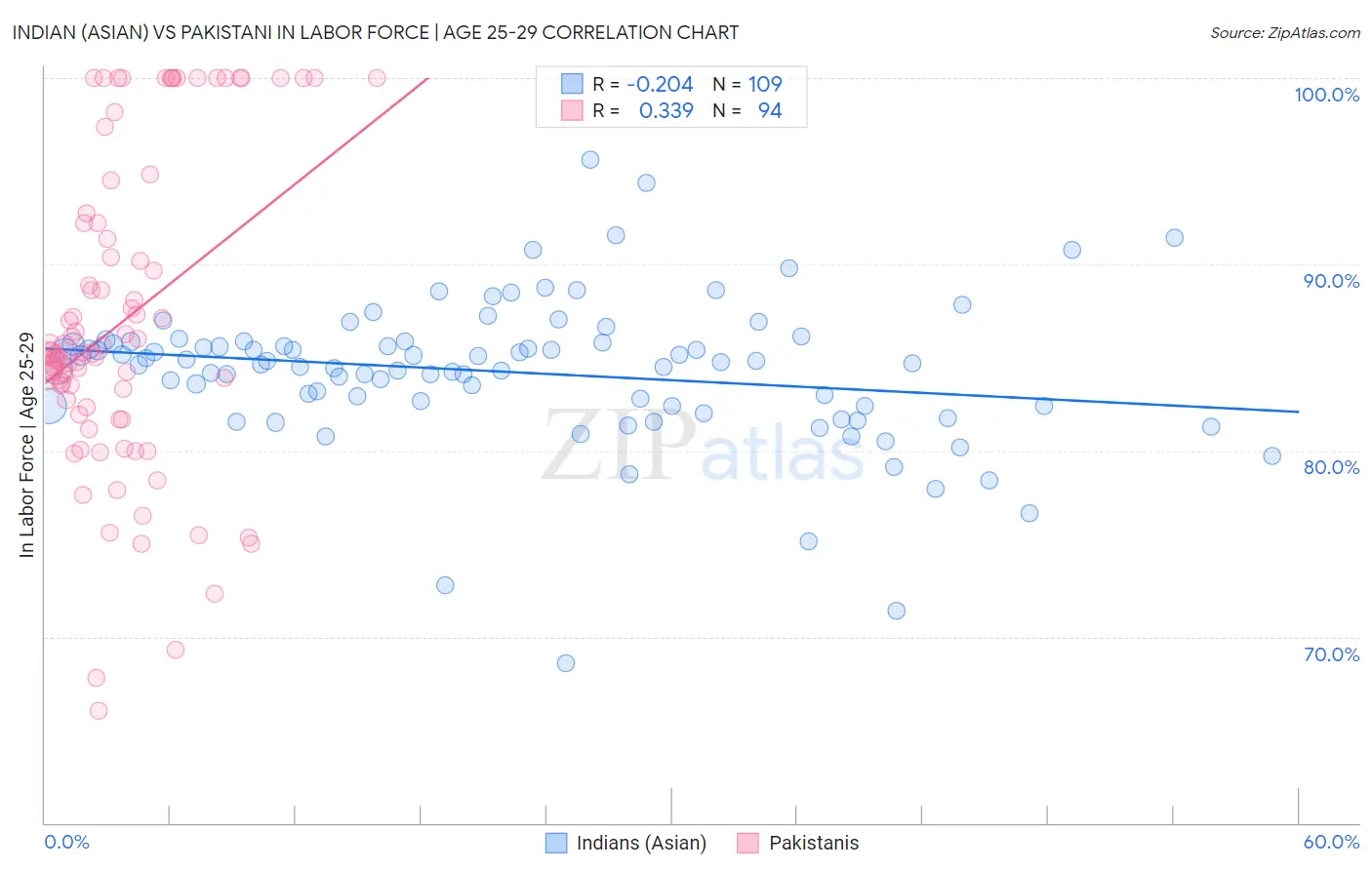 Indian (Asian) vs Pakistani In Labor Force | Age 25-29