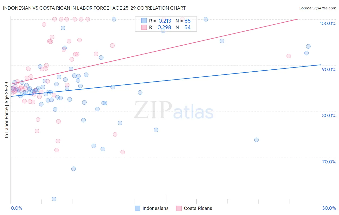 Indonesian vs Costa Rican In Labor Force | Age 25-29