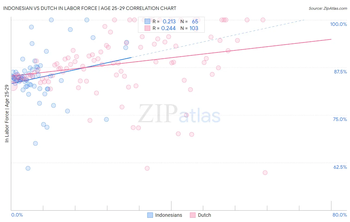 Indonesian vs Dutch In Labor Force | Age 25-29