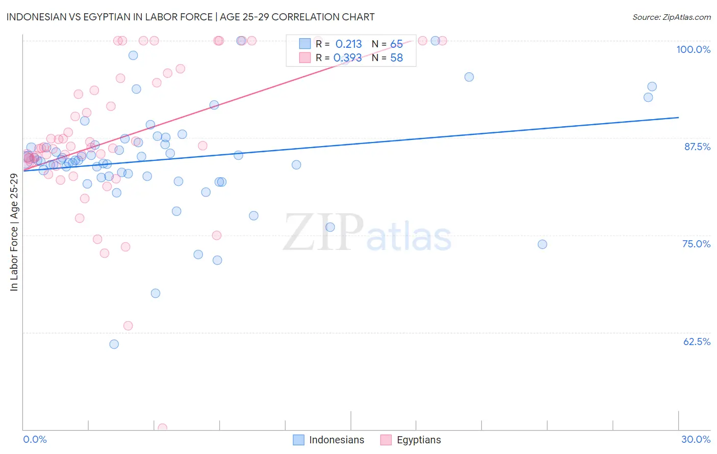 Indonesian vs Egyptian In Labor Force | Age 25-29
