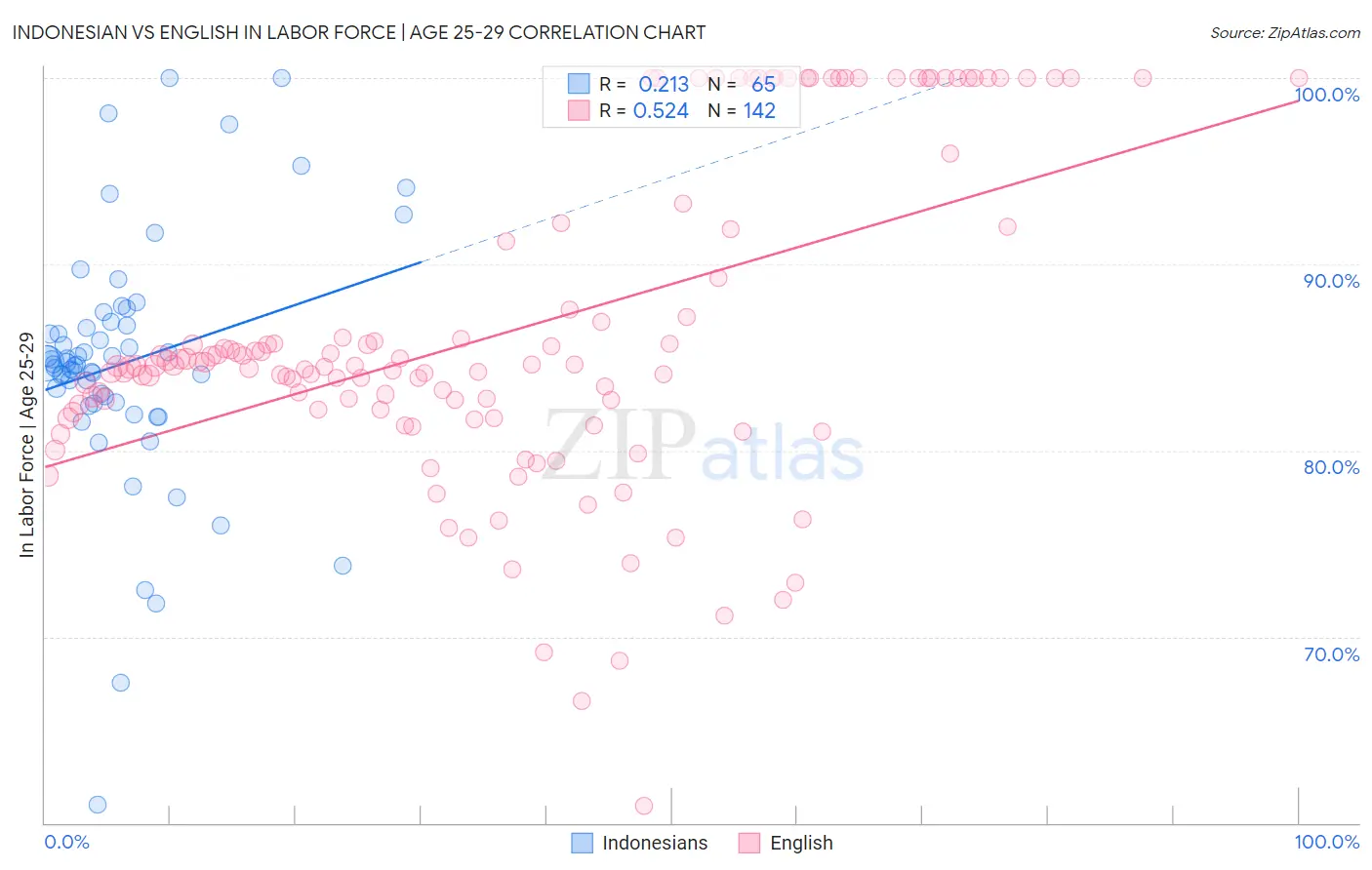 Indonesian vs English In Labor Force | Age 25-29
