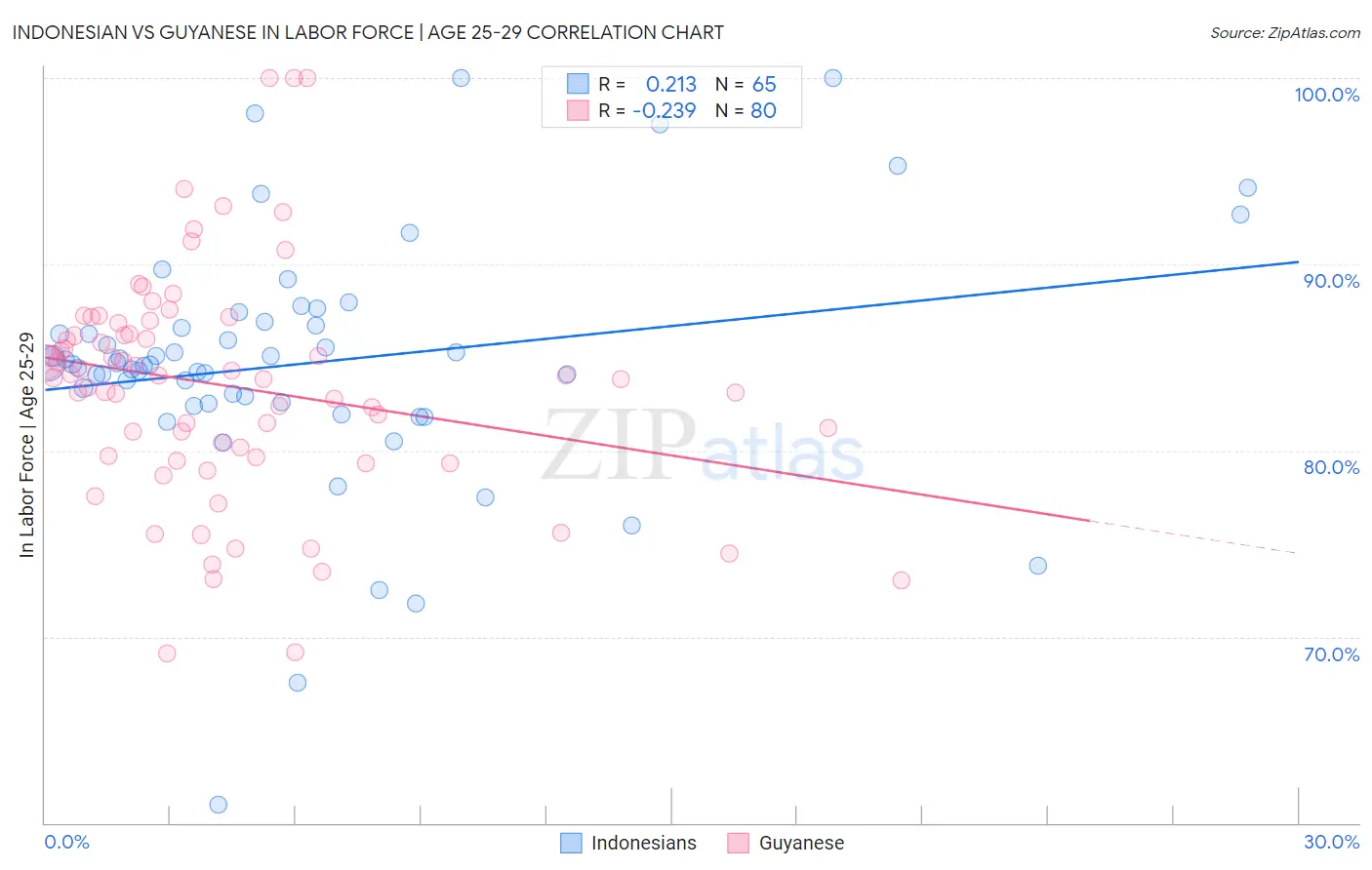 Indonesian vs Guyanese In Labor Force | Age 25-29