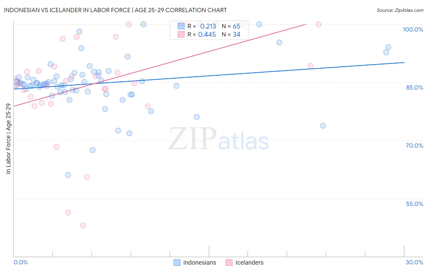 Indonesian vs Icelander In Labor Force | Age 25-29