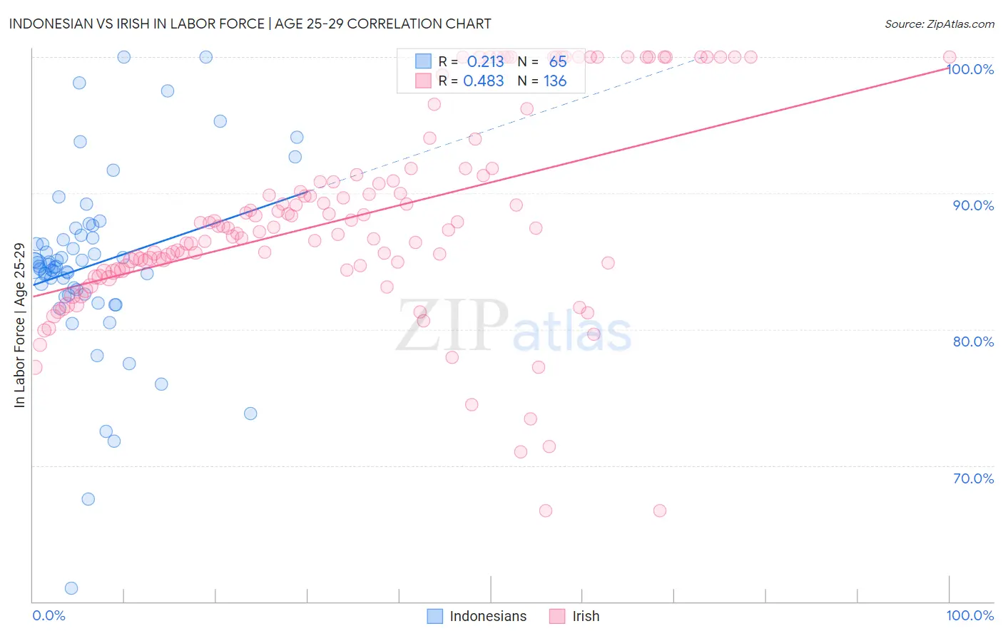 Indonesian vs Irish In Labor Force | Age 25-29
