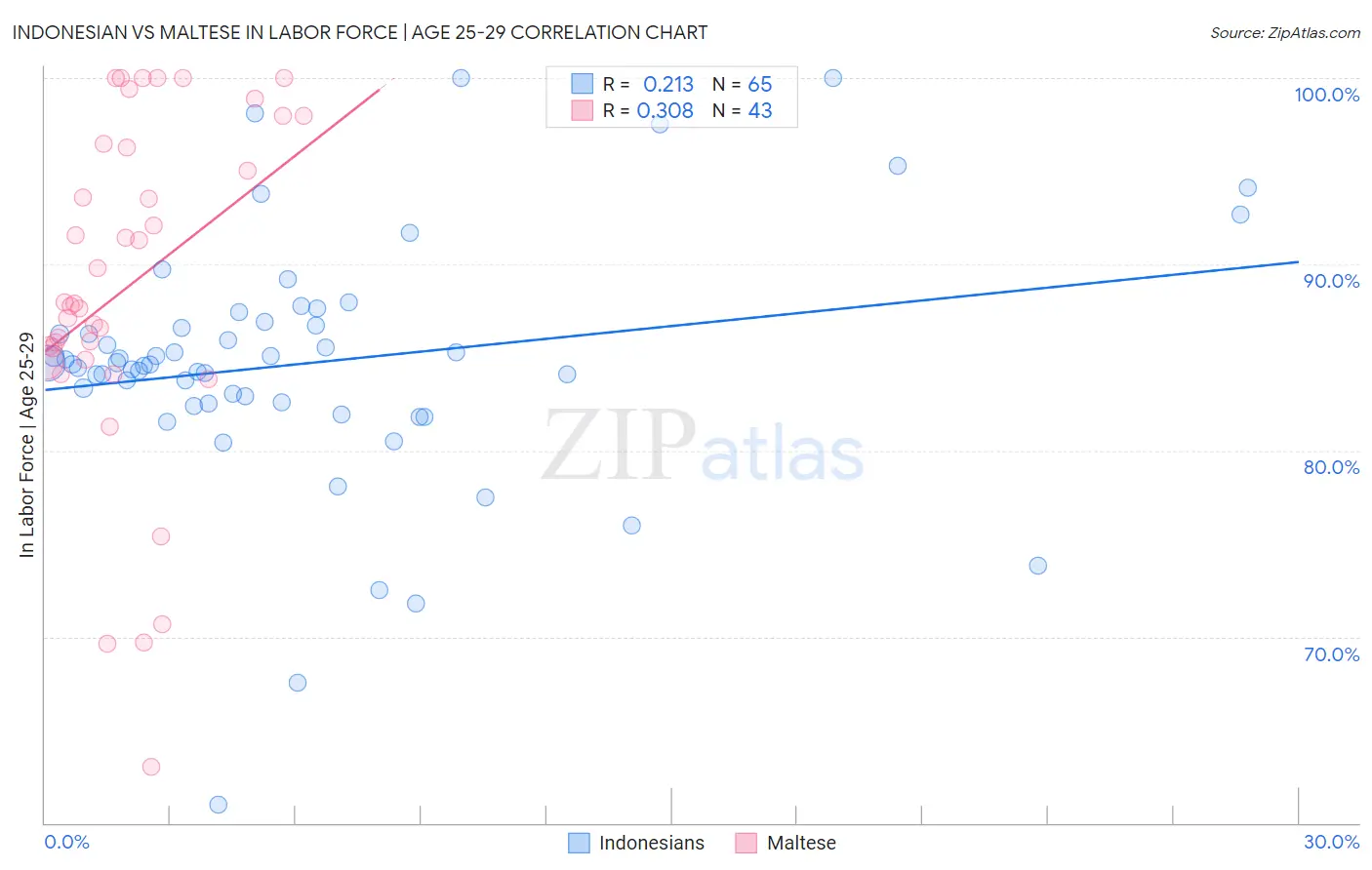 Indonesian vs Maltese In Labor Force | Age 25-29