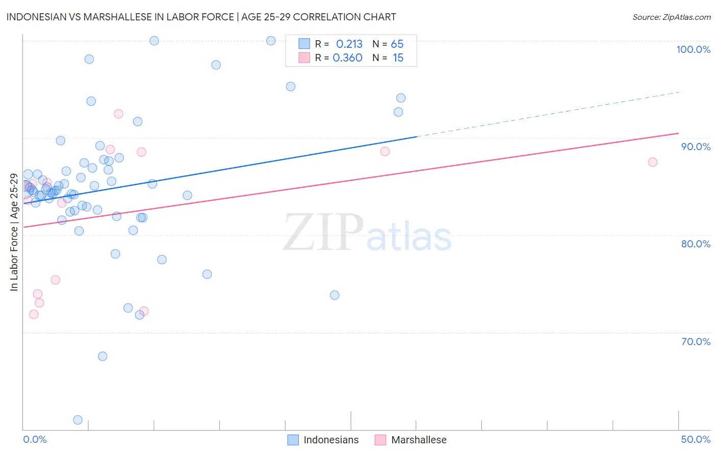 Indonesian vs Marshallese In Labor Force | Age 25-29