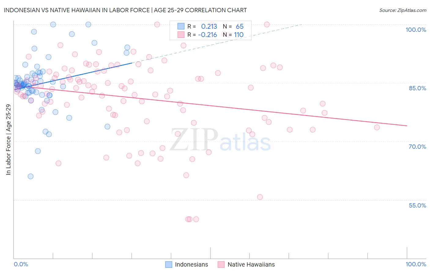 Indonesian vs Native Hawaiian In Labor Force | Age 25-29
