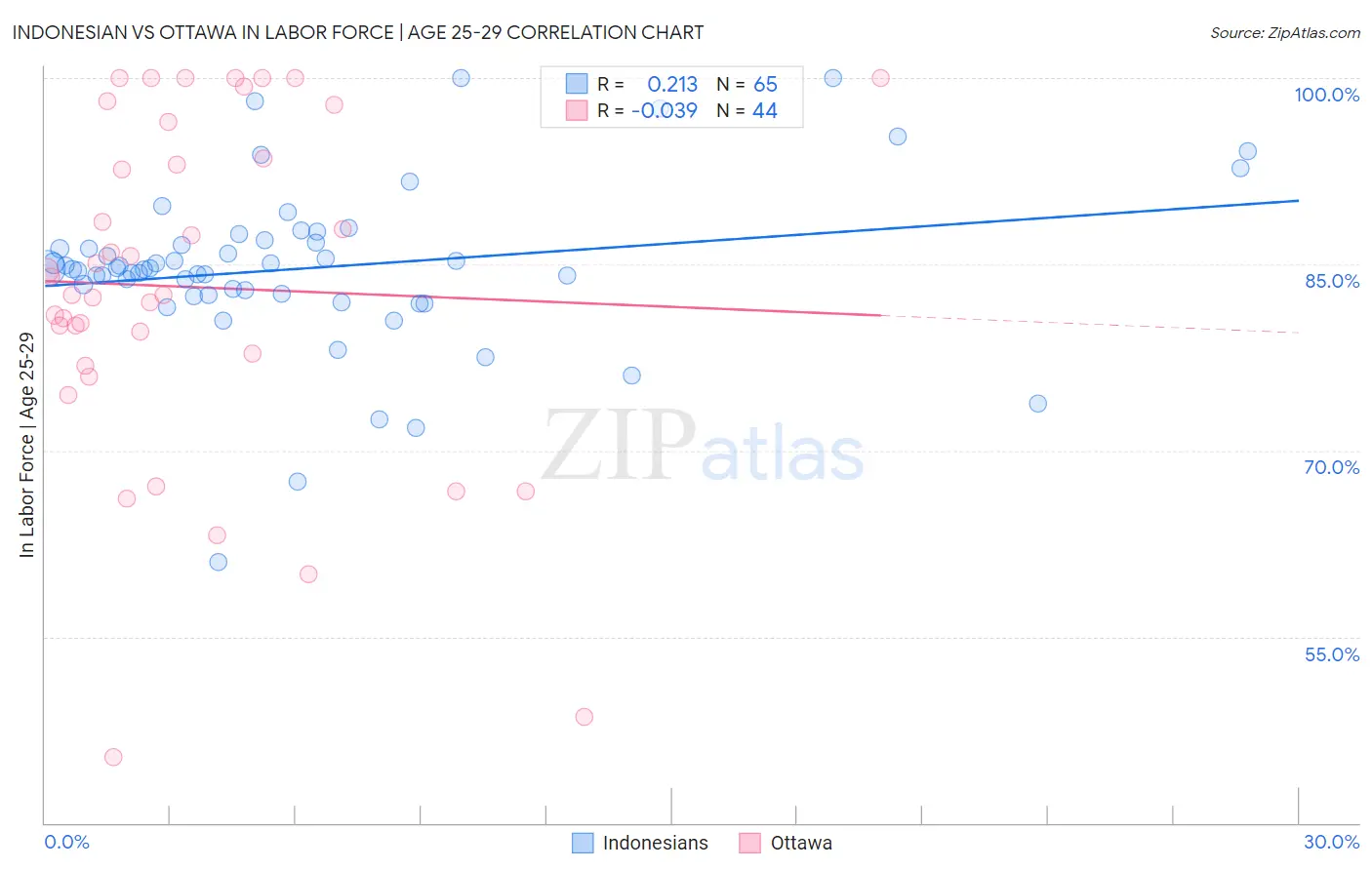 Indonesian vs Ottawa In Labor Force | Age 25-29