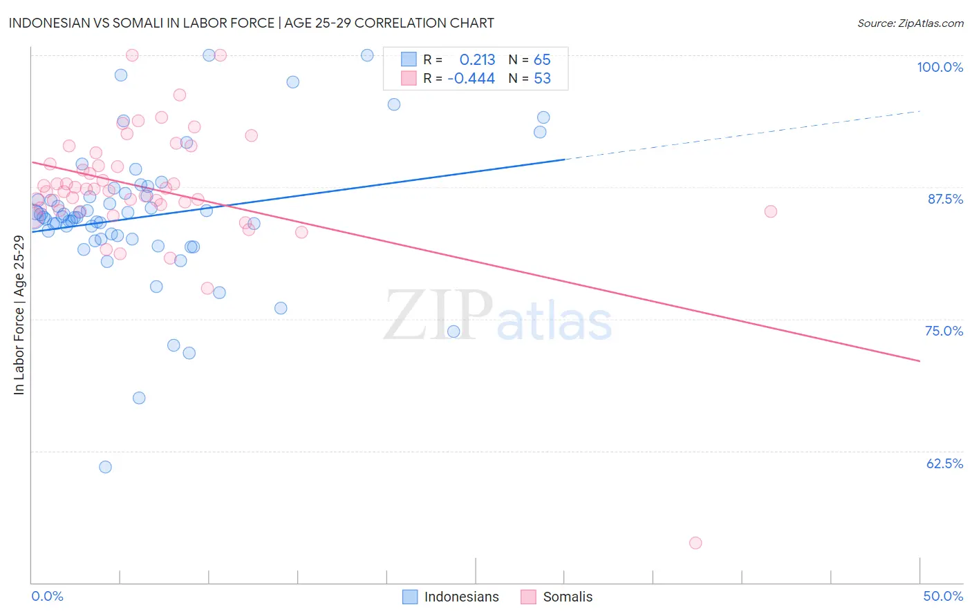 Indonesian vs Somali In Labor Force | Age 25-29