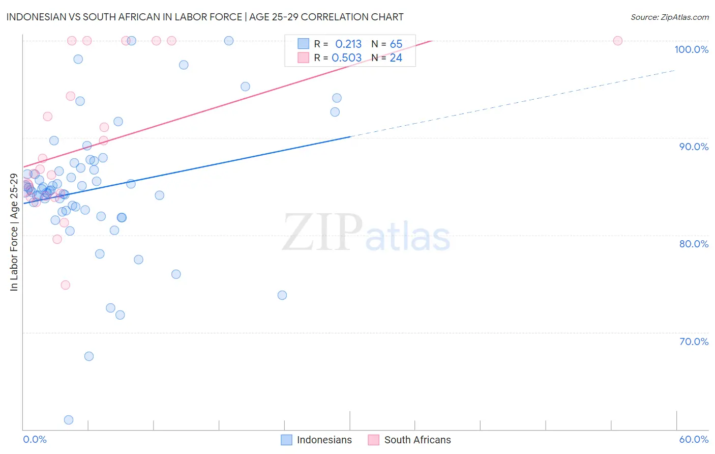 Indonesian vs South African In Labor Force | Age 25-29