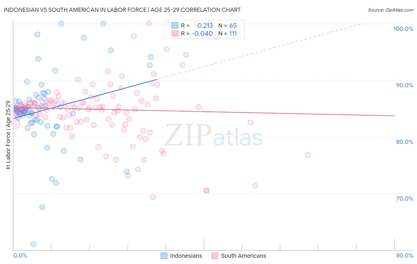 Indonesian vs South American In Labor Force | Age 25-29