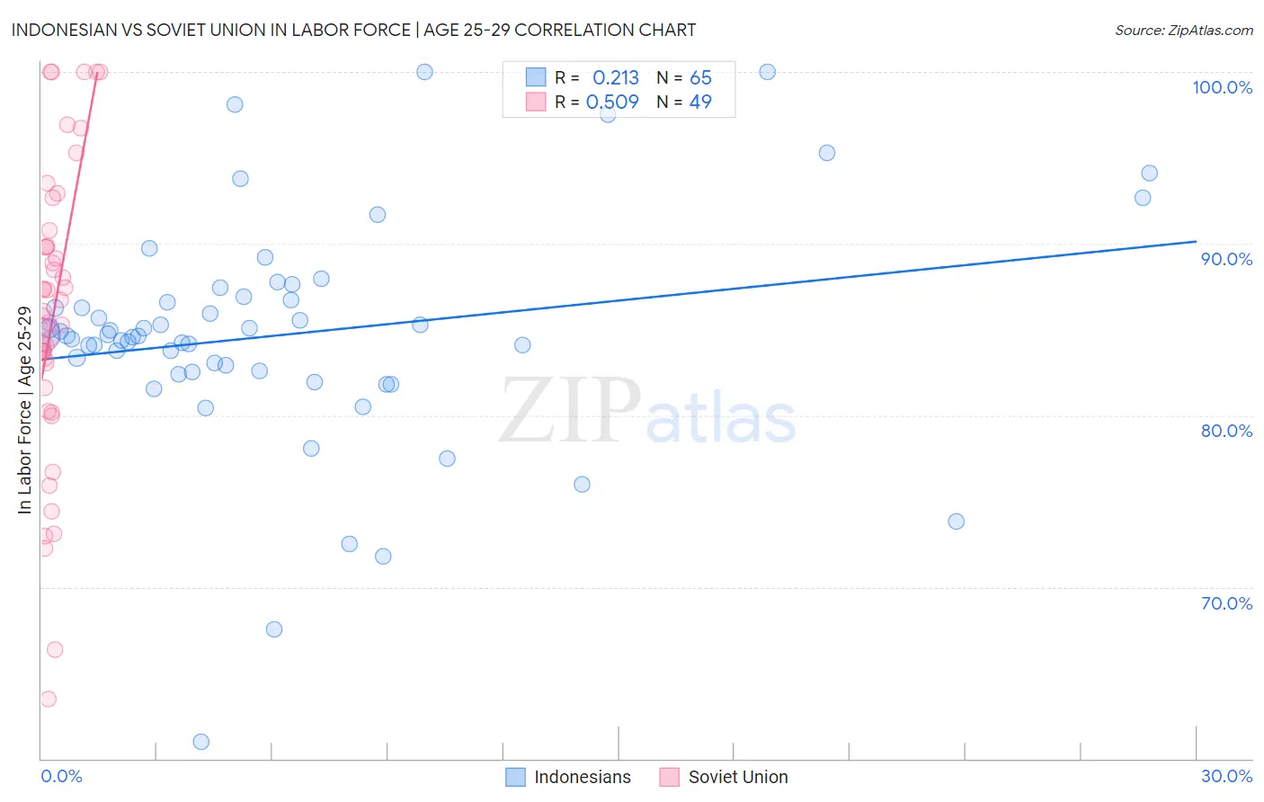 Indonesian vs Soviet Union In Labor Force | Age 25-29