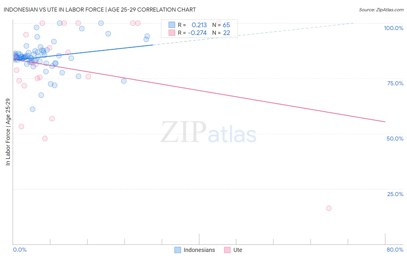 Indonesian vs Ute In Labor Force | Age 25-29