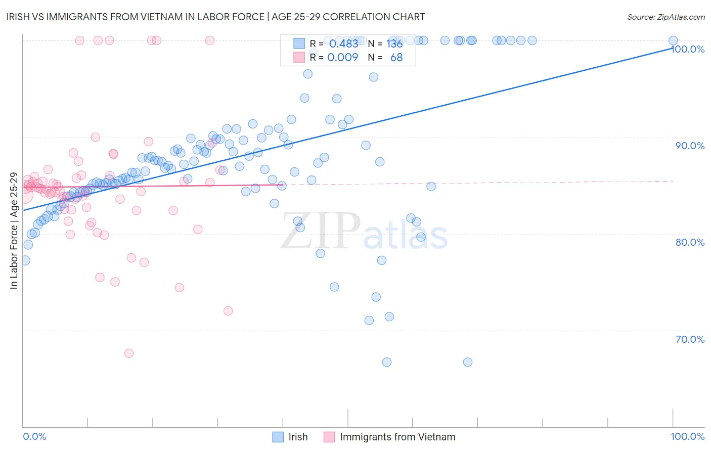 Irish vs Immigrants from Vietnam In Labor Force | Age 25-29