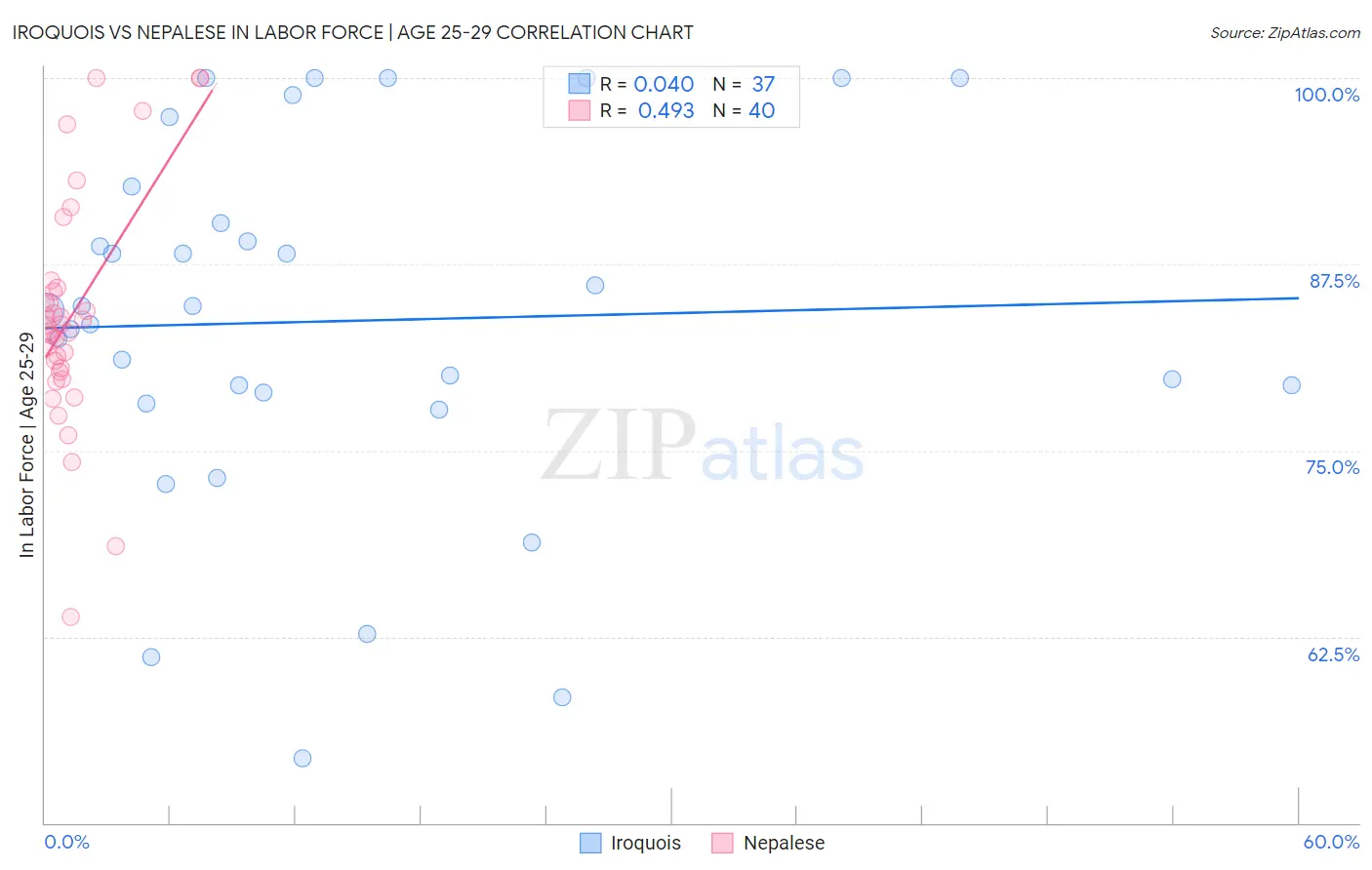Iroquois vs Nepalese In Labor Force | Age 25-29