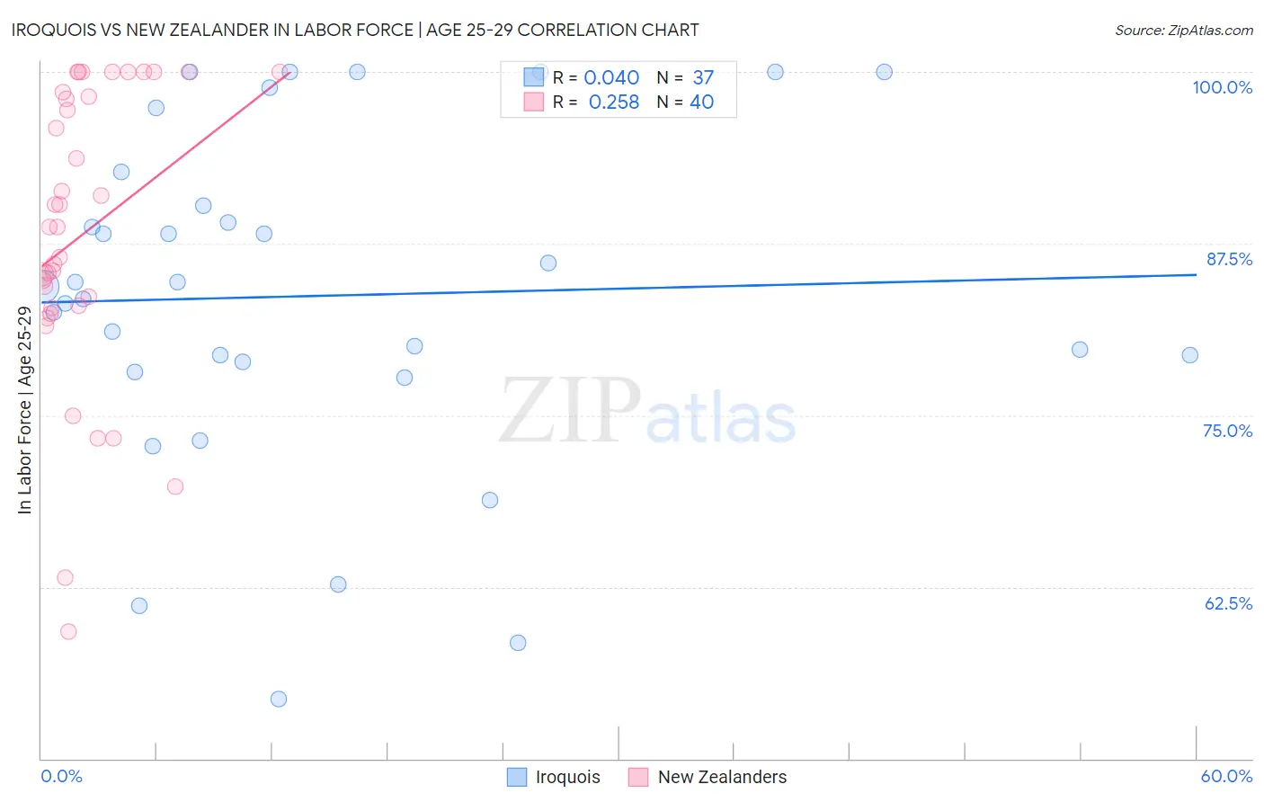 Iroquois vs New Zealander In Labor Force | Age 25-29