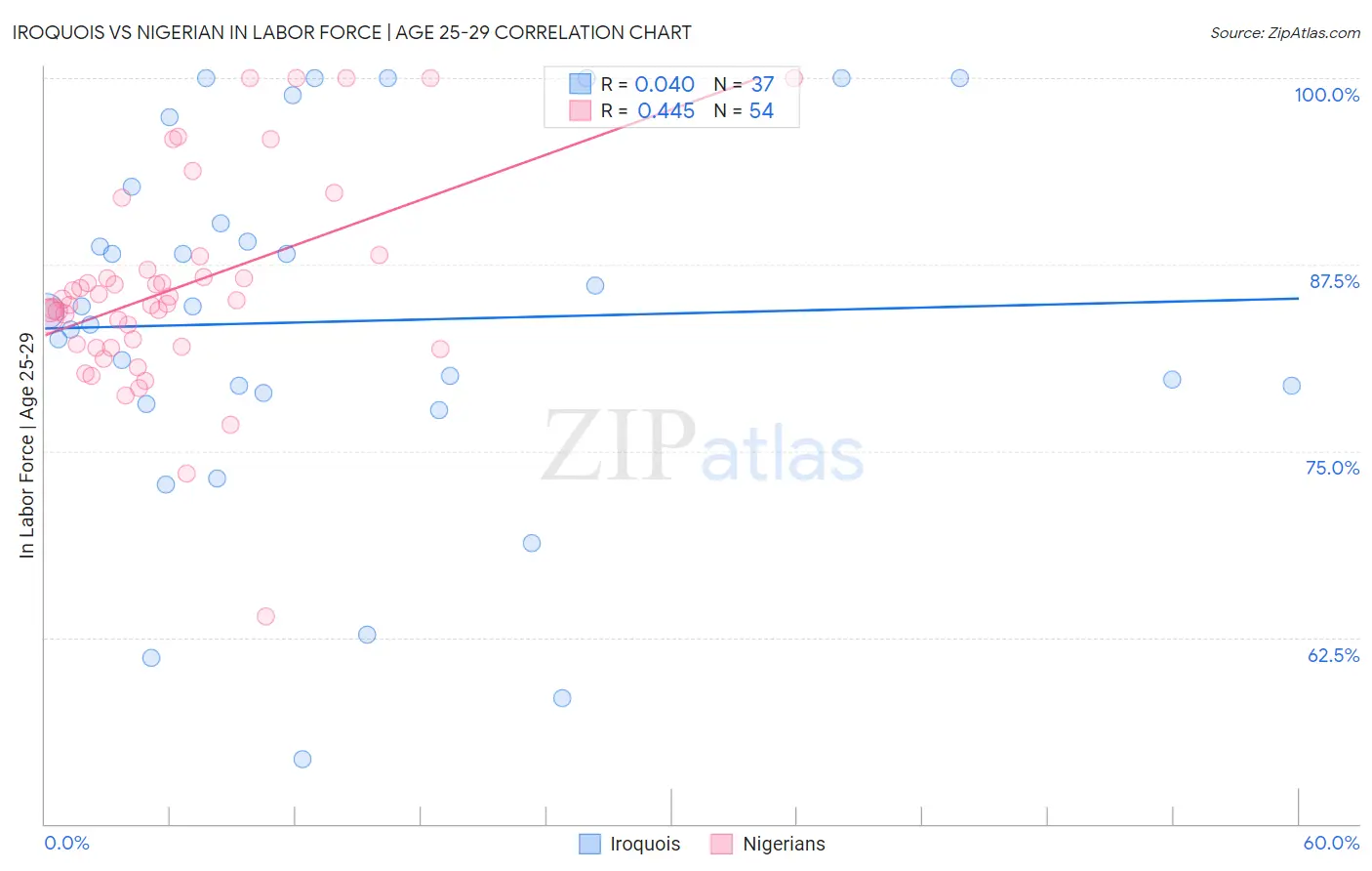 Iroquois vs Nigerian In Labor Force | Age 25-29