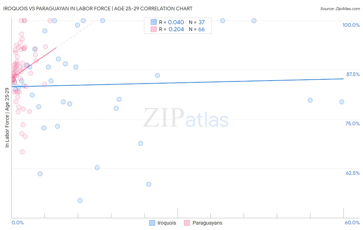 Iroquois vs Paraguayan In Labor Force | Age 25-29