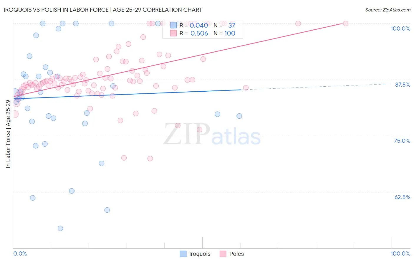 Iroquois vs Polish In Labor Force | Age 25-29