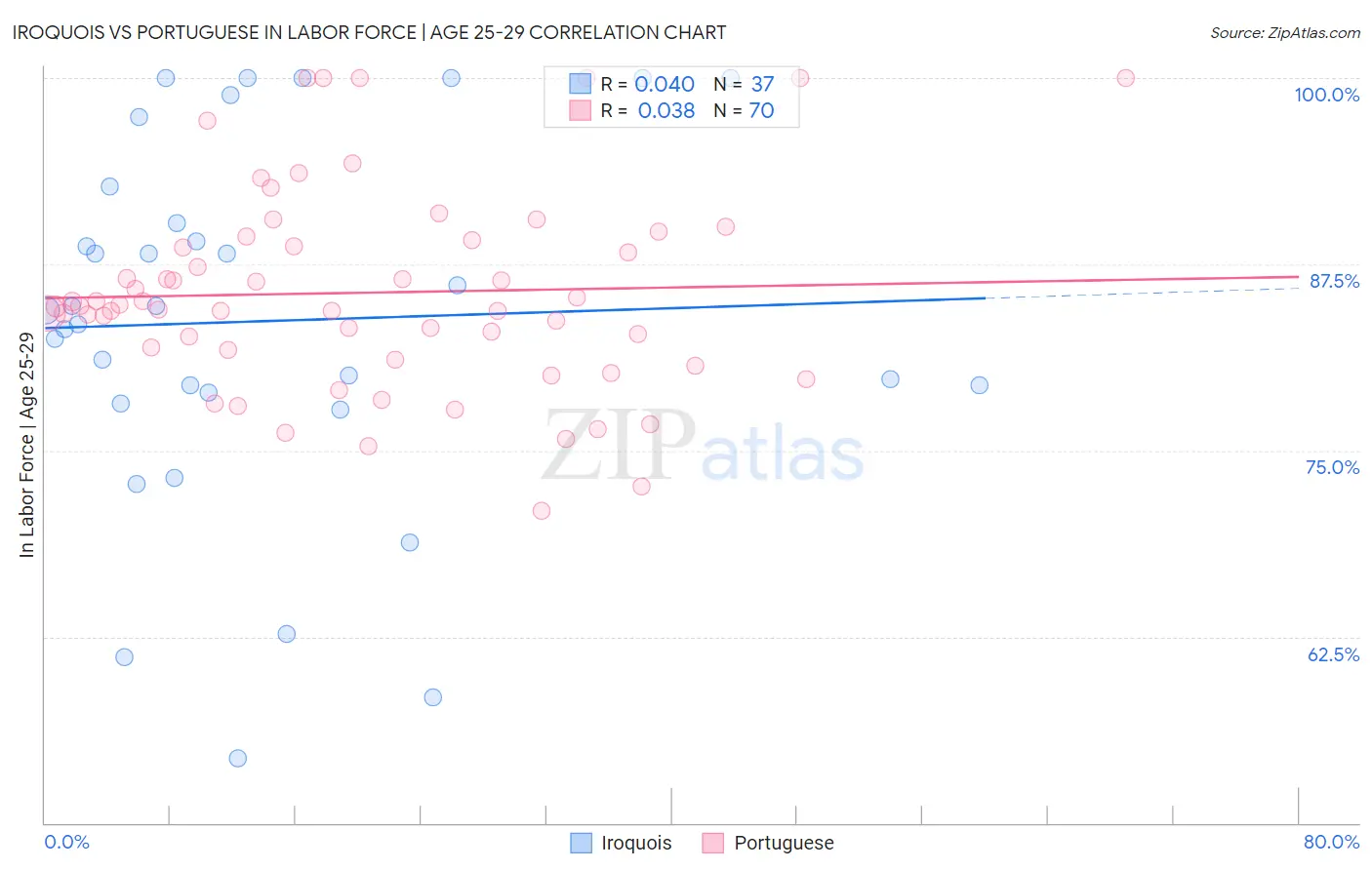 Iroquois vs Portuguese In Labor Force | Age 25-29