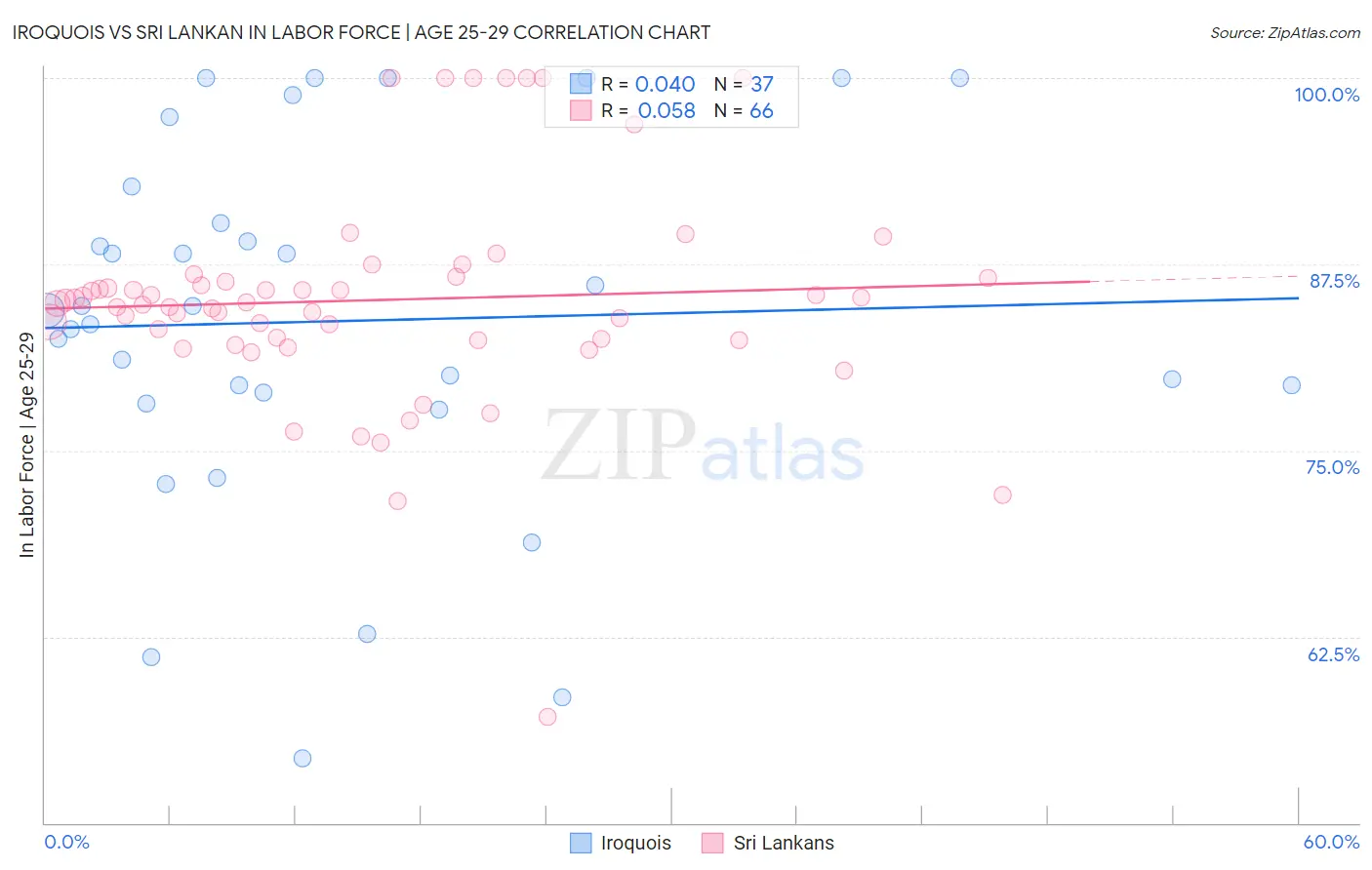 Iroquois vs Sri Lankan In Labor Force | Age 25-29