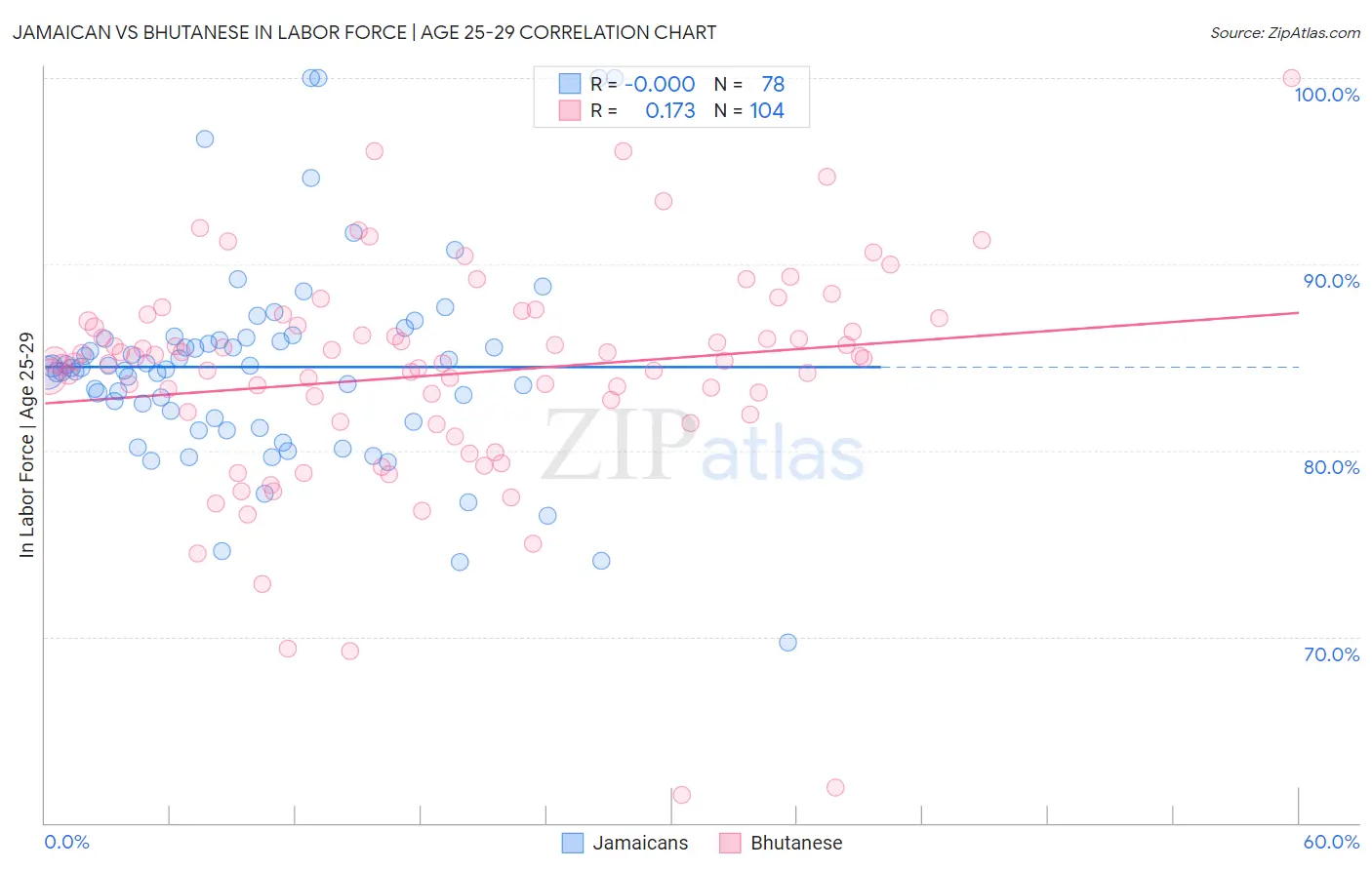 Jamaican vs Bhutanese In Labor Force | Age 25-29