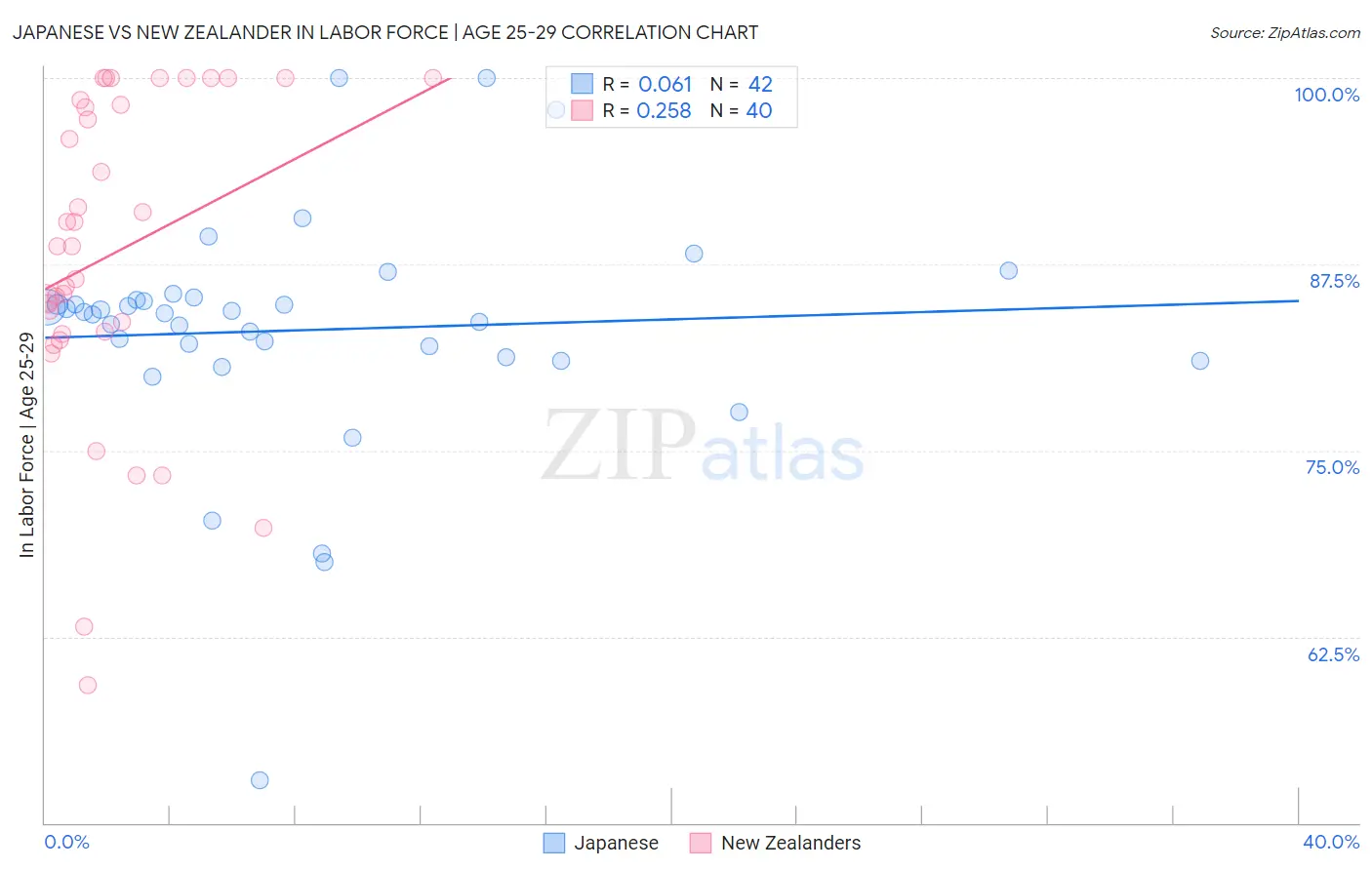 Japanese vs New Zealander In Labor Force | Age 25-29