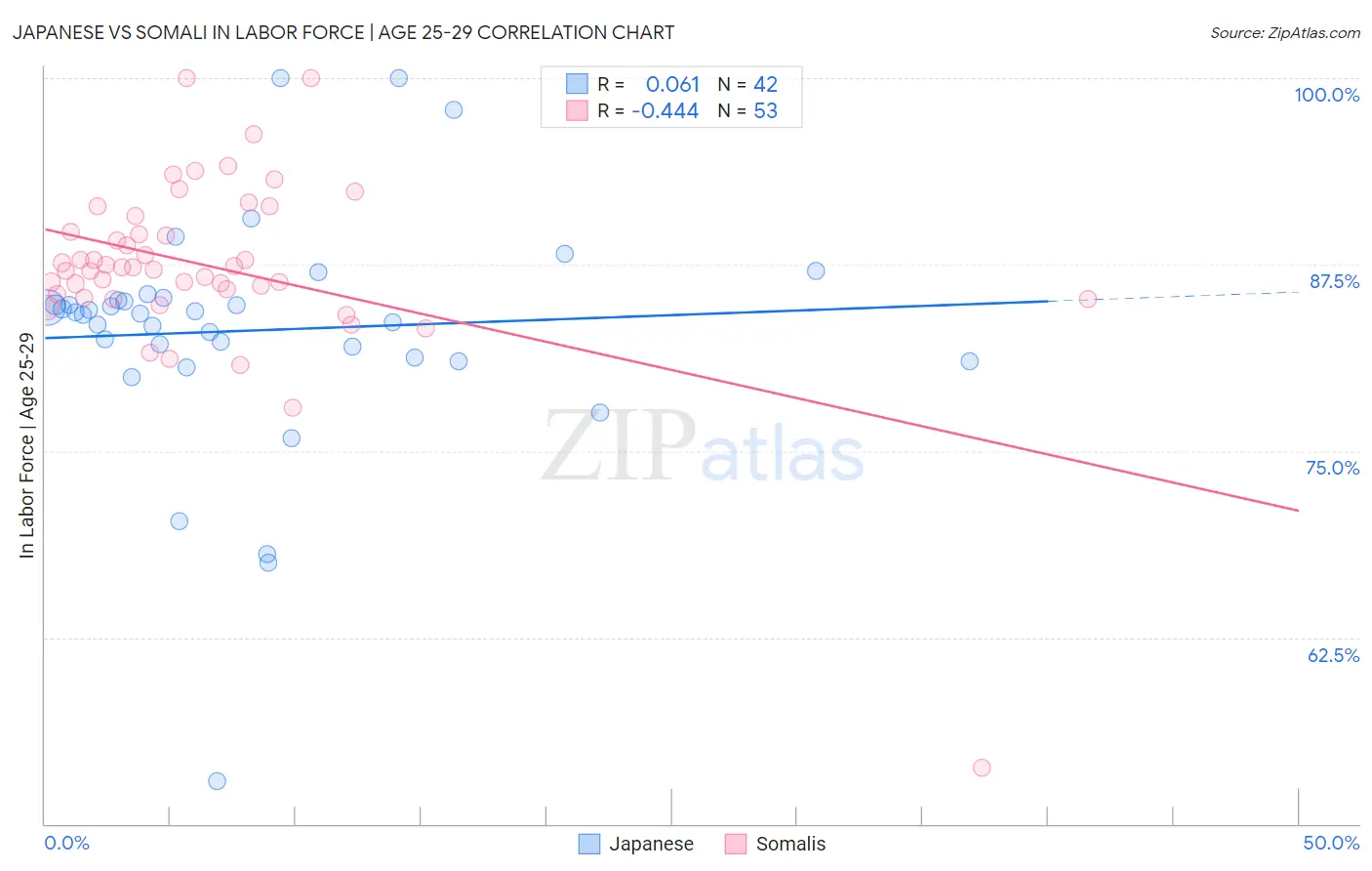 Japanese vs Somali In Labor Force | Age 25-29