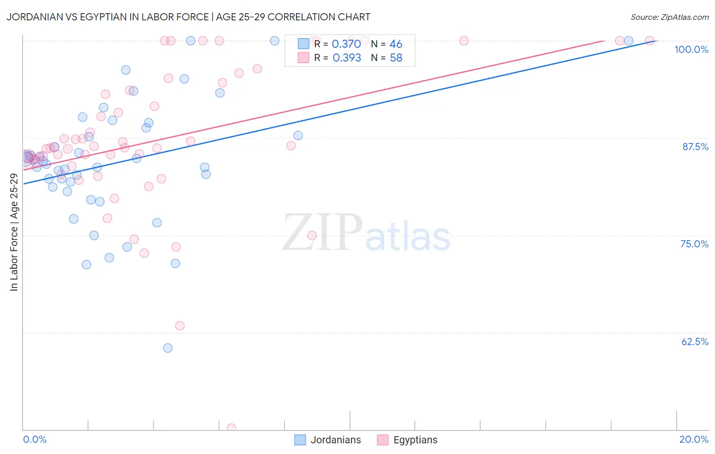 Jordanian vs Egyptian In Labor Force | Age 25-29