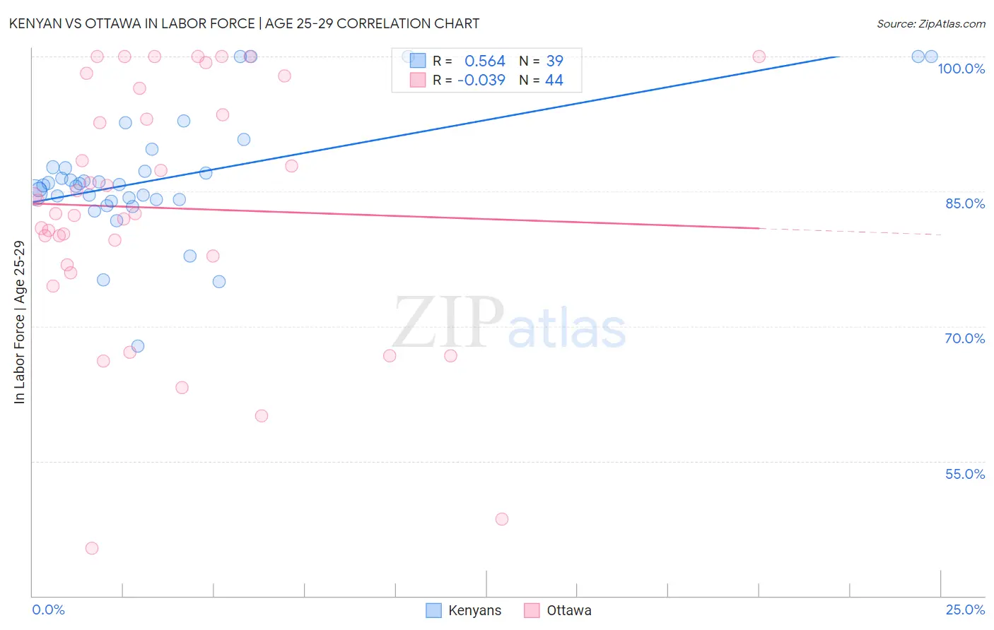 Kenyan vs Ottawa In Labor Force | Age 25-29