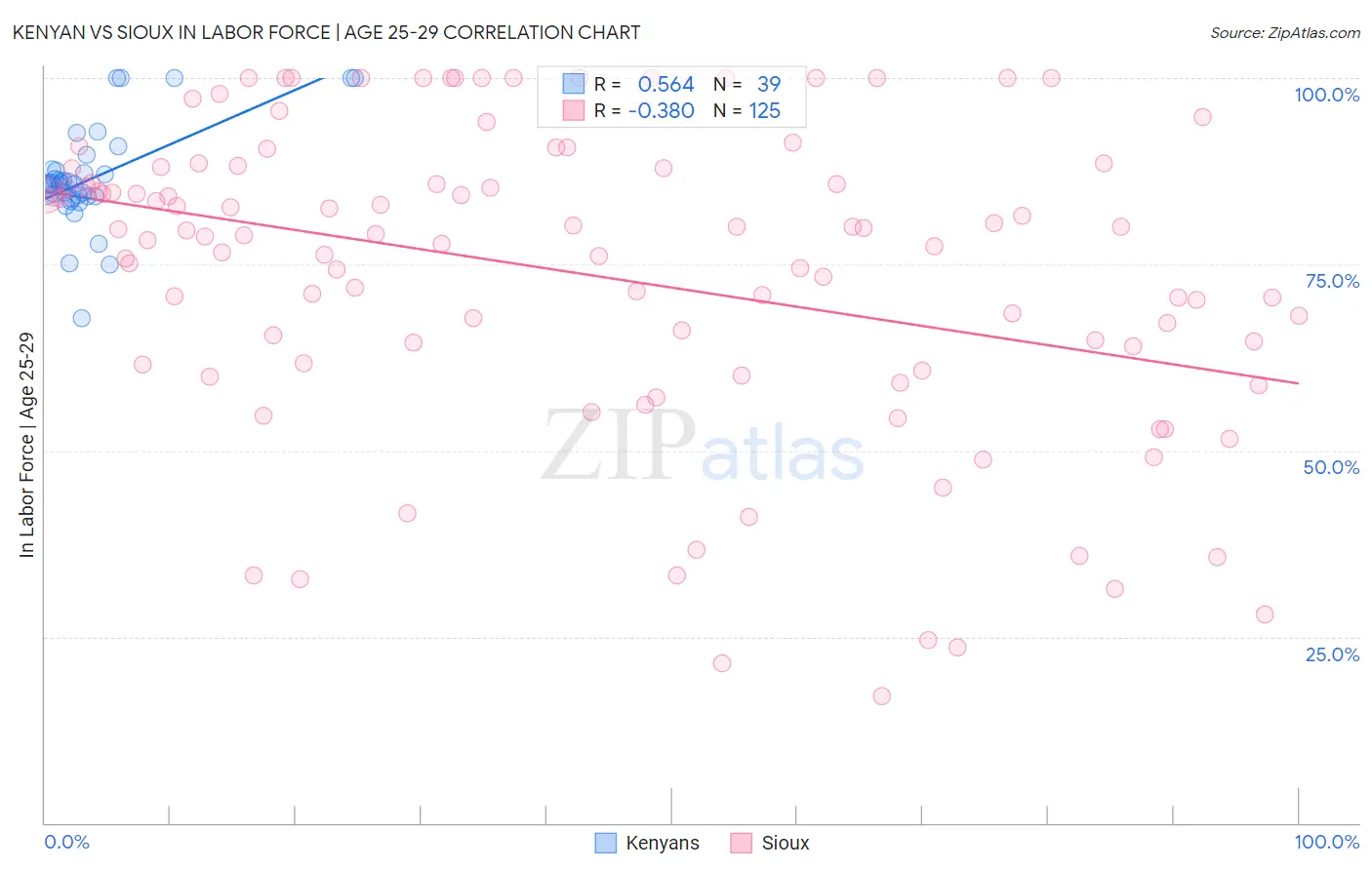 Kenyan vs Sioux In Labor Force | Age 25-29