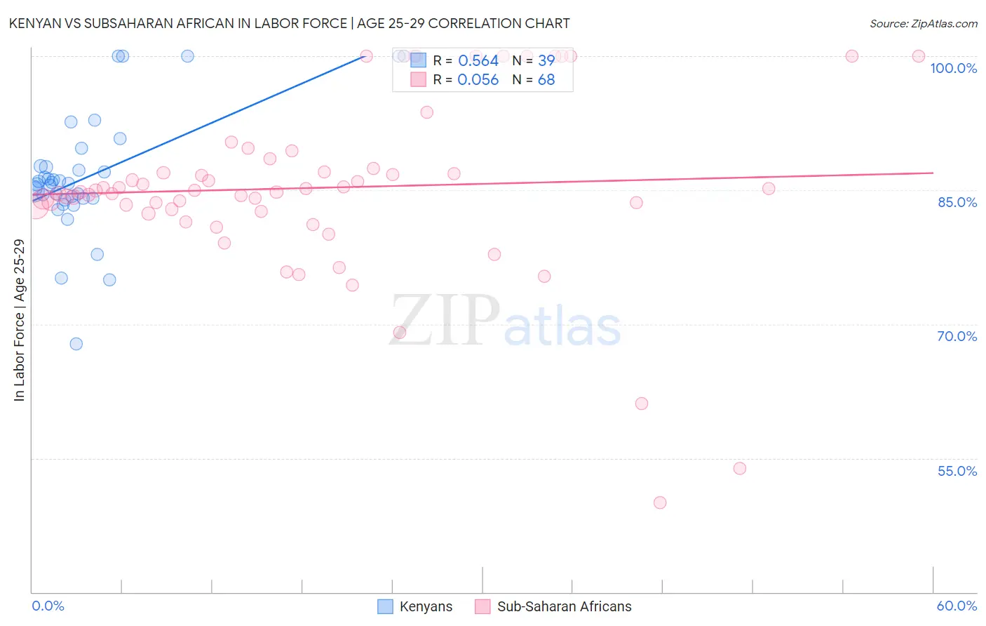 Kenyan vs Subsaharan African In Labor Force | Age 25-29