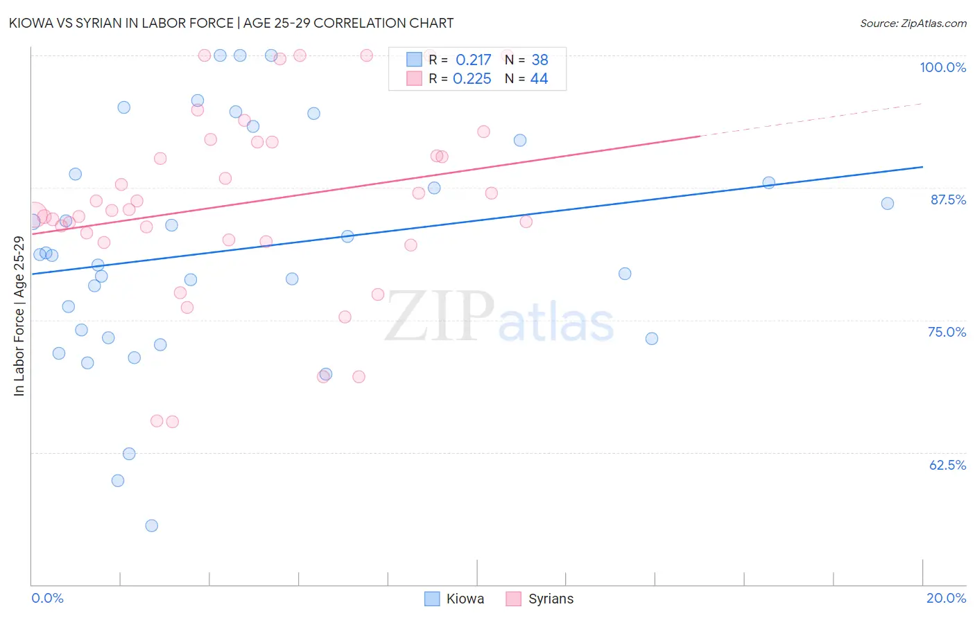 Kiowa vs Syrian In Labor Force | Age 25-29
