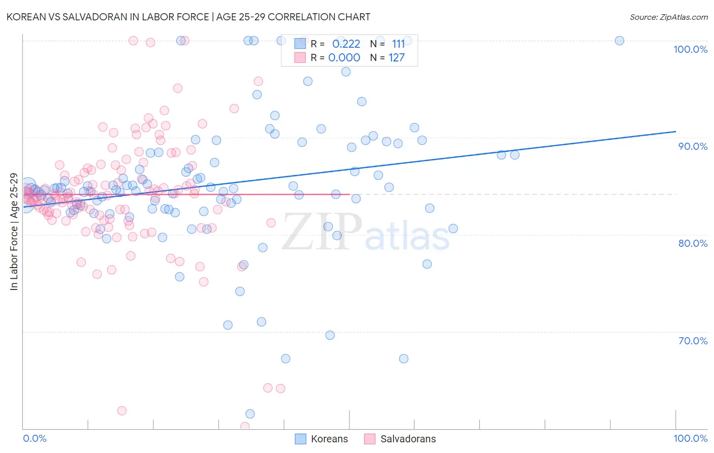 Korean vs Salvadoran In Labor Force | Age 25-29