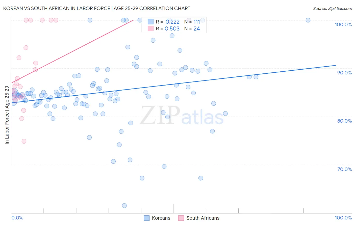 Korean vs South African In Labor Force | Age 25-29