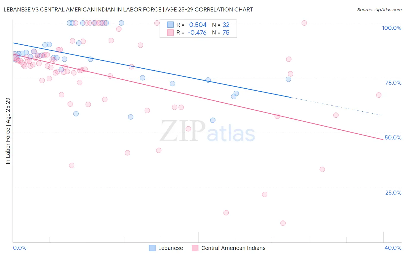 Lebanese vs Central American Indian In Labor Force | Age 25-29