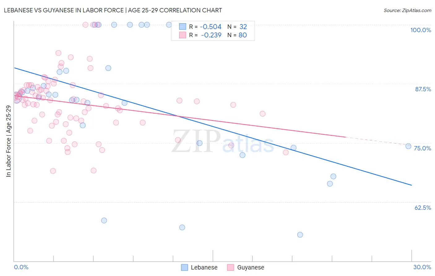 Lebanese vs Guyanese In Labor Force | Age 25-29