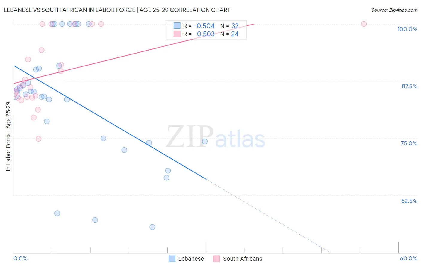 Lebanese vs South African In Labor Force | Age 25-29
