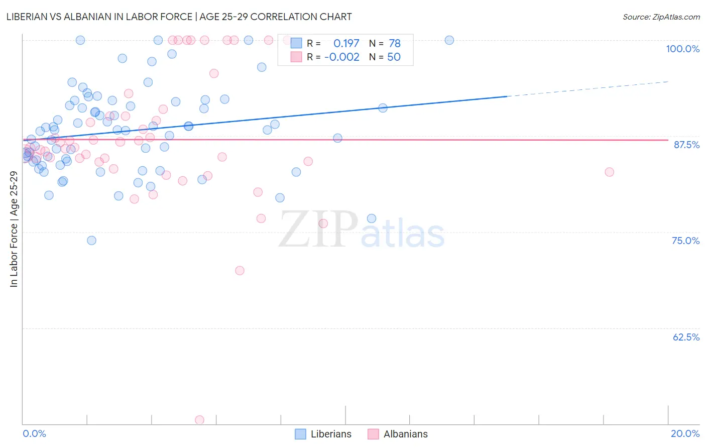 Liberian vs Albanian In Labor Force | Age 25-29