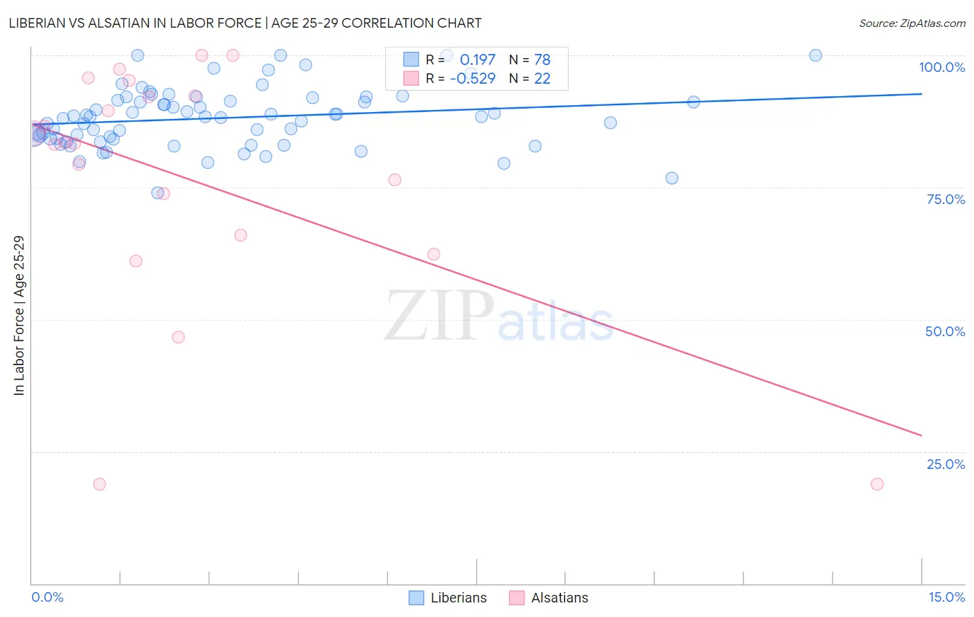 Liberian vs Alsatian In Labor Force | Age 25-29