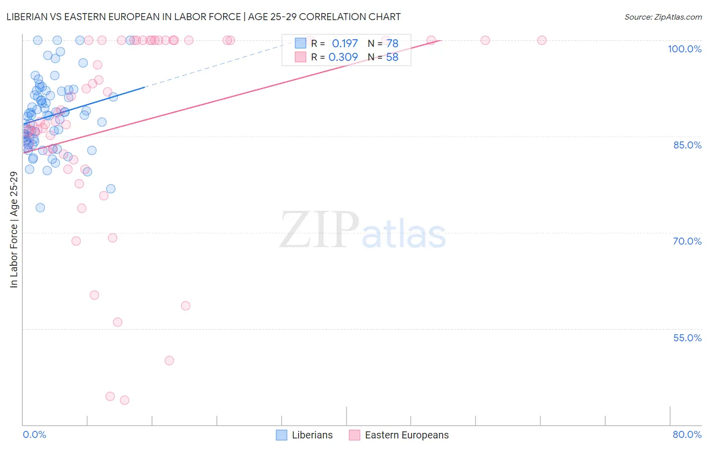 Liberian vs Eastern European In Labor Force | Age 25-29