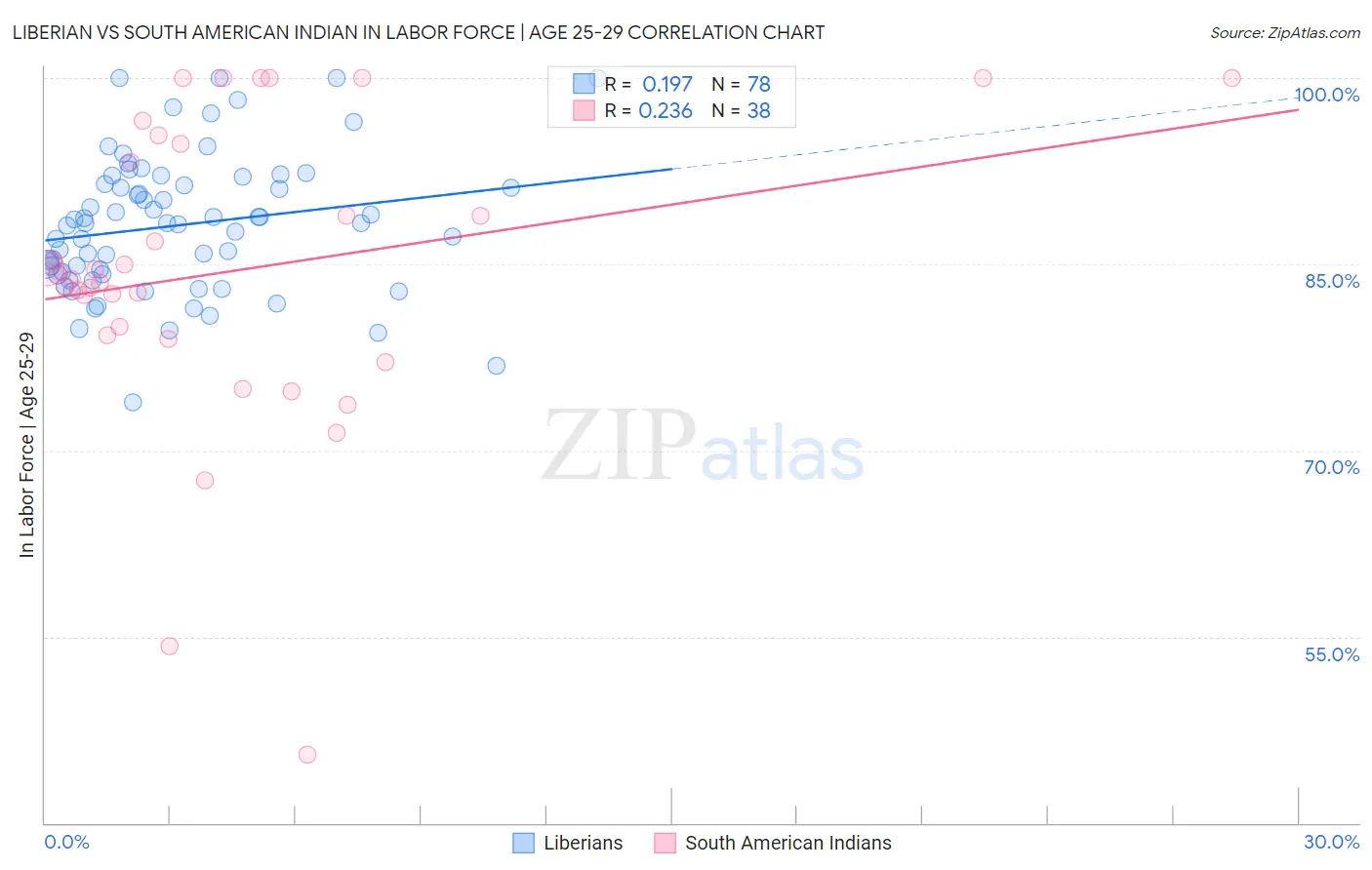 Liberian vs South American Indian In Labor Force | Age 25-29