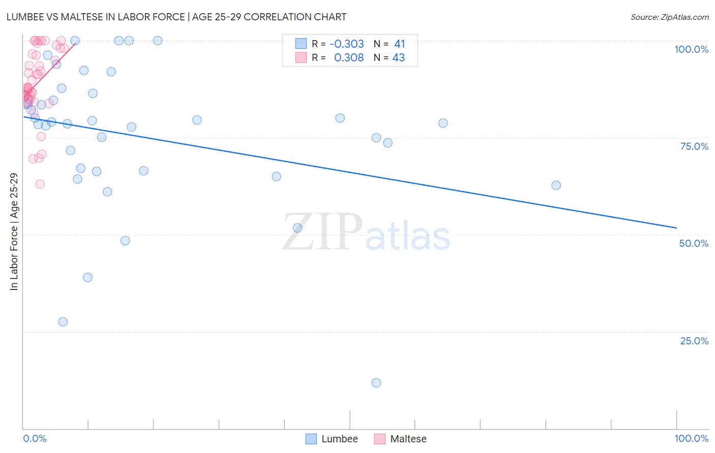 Lumbee vs Maltese In Labor Force | Age 25-29