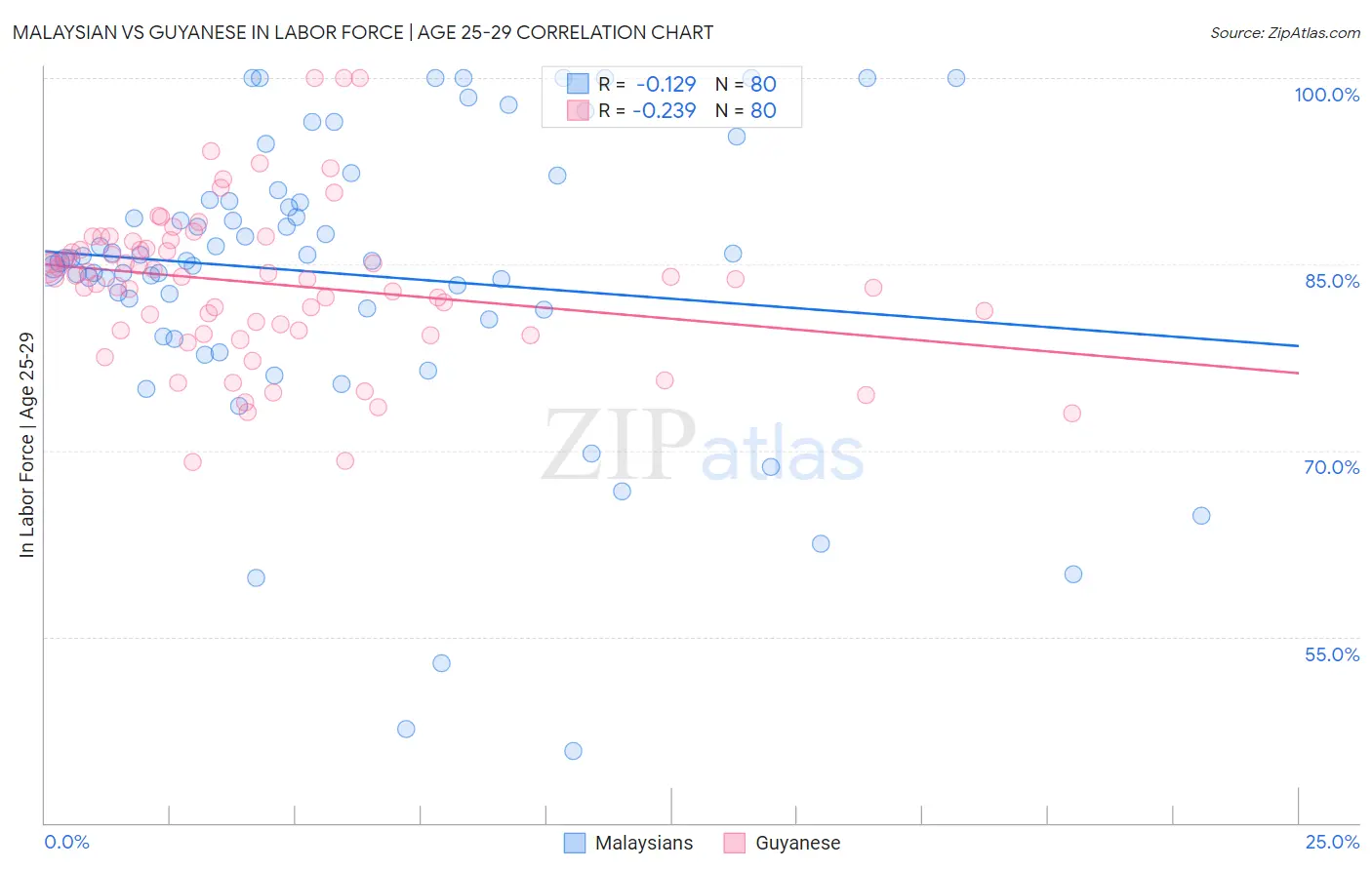 Malaysian vs Guyanese In Labor Force | Age 25-29