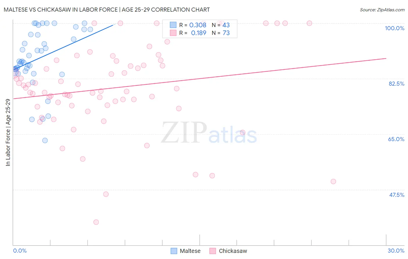 Maltese vs Chickasaw In Labor Force | Age 25-29
